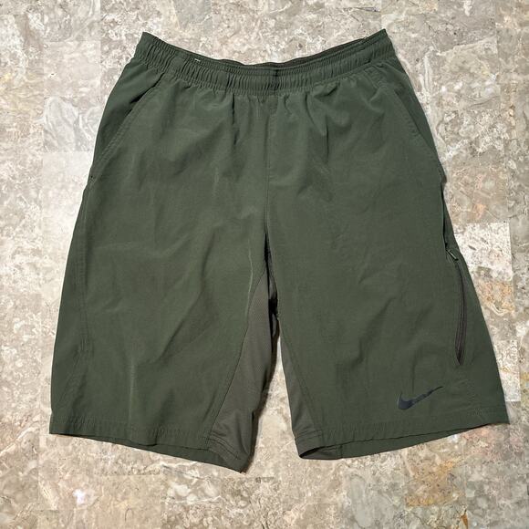 Nike Court Shorts Mens Small Green Flex Woven Cargo Side Zip Tennis 11" 455618 - Picture 1 of 9